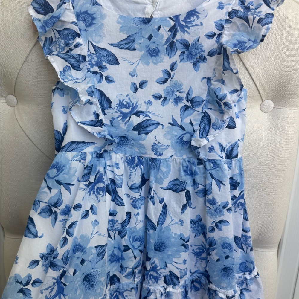 Janie and Jack Blue Floral Ruffle Dress